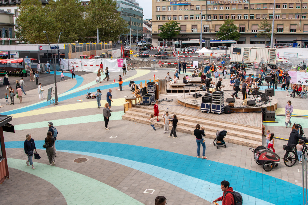 Aménagements transitoires de la place de la Riponne ©Mathilde Imesch_Ville de Lausanne