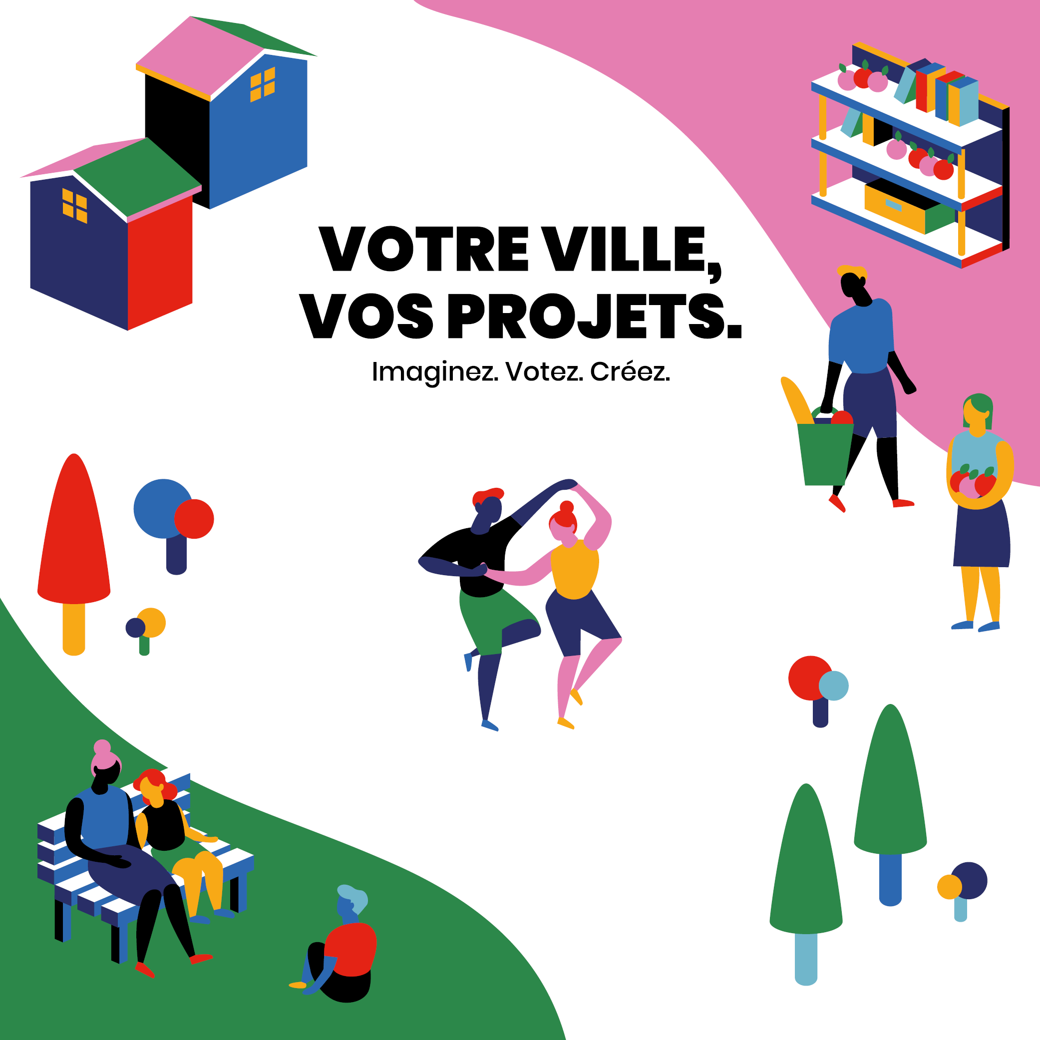 Visuel générique du Budget participatif, avec des illustrations 