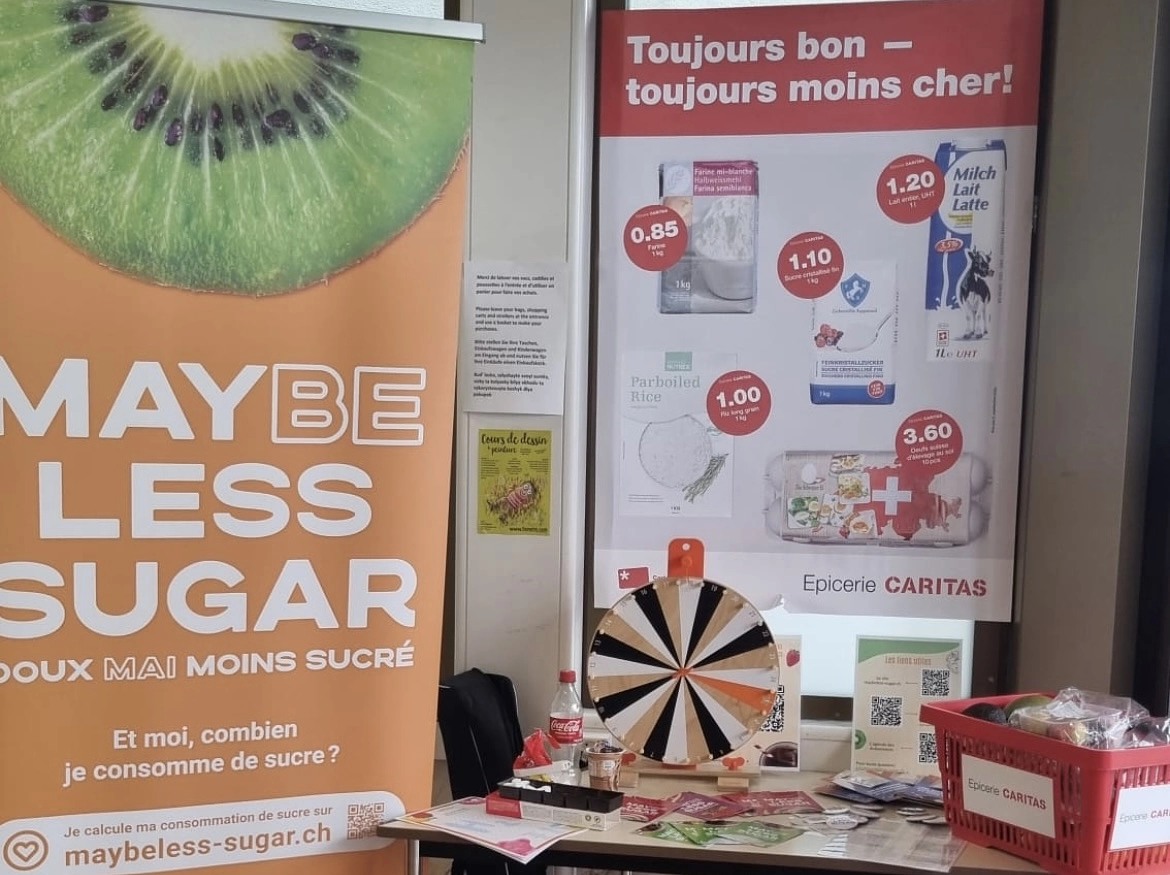 Image média: Sensibiliser les familles à faibles revenus à la surconsommation de sucre ajouté : stand animé de MAYbe Less Sugar 